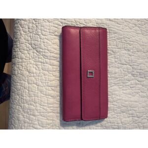 Lodis Pink Leather Wallet Tri-Fold Clutch‎ Organizer